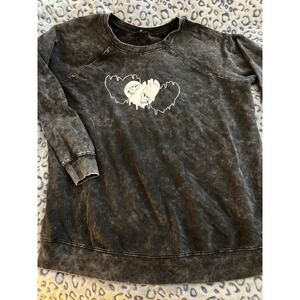 Torrid Skull & Heart Gray Distressed Sweater Crewneck Size 0X